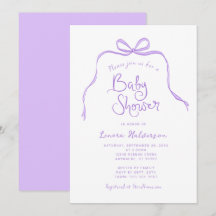 Paarse Eenvoudige Boog Baby shower Uitnodiging