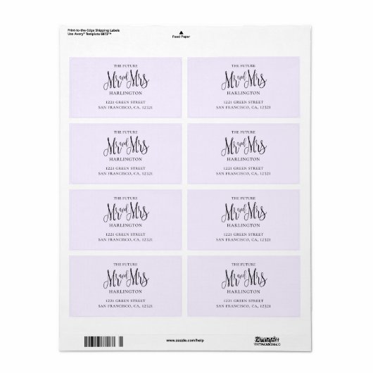 Paarse eenvoudige bruiloft. De heer en mevrouw mod Etiket (Full Sheet)