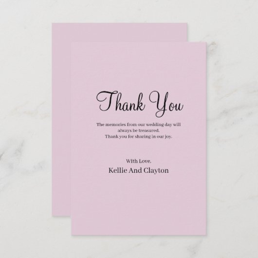Paarse eenvoudige bruiloft - Hartelijk dank Bedankkaart (Voorkant / Achterkant)