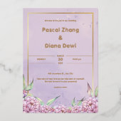 Paarse eenvoudige bruiloft uitnodiging portret (Voorkant)