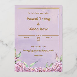 Paarse eenvoudige bruiloft uitnodiging portret