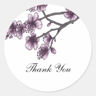 Paarse Eenvoudige Cherry Blossom Dank je Stickers