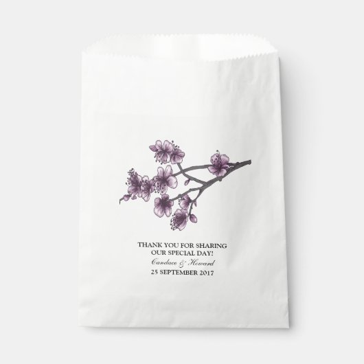 Paarse Eenvoudige Cherry Blossom Favor Bags Bedankzakje (Voorkant)