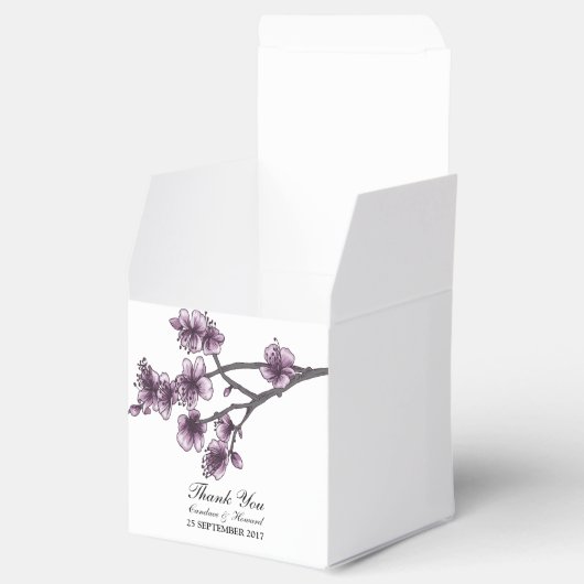 Paarse Eenvoudige Cherry Blossom Favor Boxes Bedankdoosjes (Geopend)