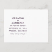 Paarse Eenvoudige Deco Chic sparen het Briefkaart  (Achterkant)