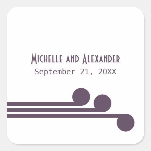 Paarse Eenvoudige Deco Chic Wedding Stickers (Voorkant)