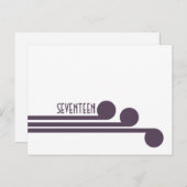 Paarse eenvoudige deco-grafische tabelnummers Brie Briefkaart (Voorkant / Achterkant)