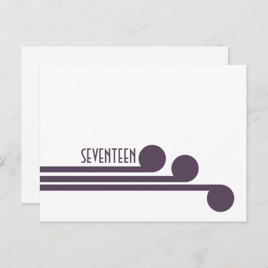 Paarse eenvoudige deco-grafische tabelnummers Brie Briefkaart (Voorkant / Achterkant)