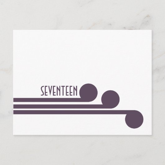 Paarse eenvoudige deco-grafische tabelnummers Brie Briefkaart (Voorkant)