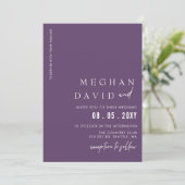 Paarse Eenvoudige Elegant Moderne Weddenschap Kaart (Staand voorkant)