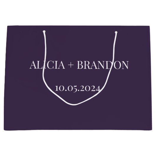 Paarse eenvoudige elegante moderne bruiloft groot cadeauzakje (Voorkant)