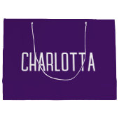 Paarse eenvoudige elegante stijlvolle naam groot cadeauzakje (Achterkant)