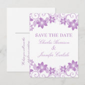 Paarse Eenvoudige Floral sparen het Briefkaart van (Voorkant / Achterkant)
