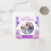 Paarse eenvoudige Happy Birthday Kaart Notitiekaartje (Voorkant / Achterkant in situ)