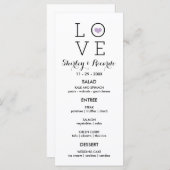 Paarse Eenvoudige Liefde Trouwmenu Kaarten (Voorkant / Achterkant)