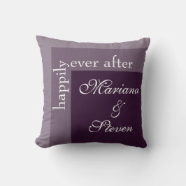 Paarse Eenvoudige Moderne Chic Script Bruiloft Kussen