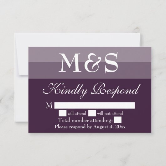 Paarse Eenvoudige Moderne Script Trouw RSVP Kaart (Voorkant)