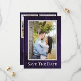 Paarse Eenvoudige Rustieke Foto Bewaar de Datum Save The Date
