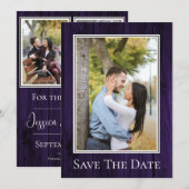 Paarse Eenvoudige Rustieke Foto Bewaar de Datum Save The Date (Voorkant / Achterkant)
