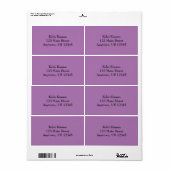 Paarse eenvoudige verzendlabels etiket (Full Sheet)