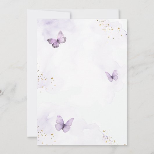 Paarse Eerste Heilige Communie Kruis Vlinder Bloem Kaart (Achterkant)