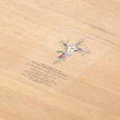 Paarse eerste Heilige Communie Wildflower Acryl Uitnodigingen (Laagn)