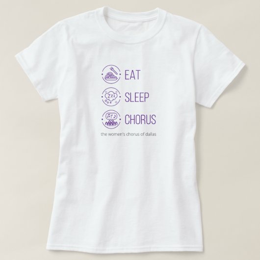 Paarse eet. Slaap. Chorus. T-shirt (Design voorkant)