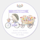 Paarse egel Baby shower gunst Sticker (Voorkant)