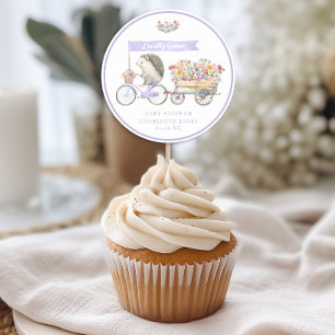 Paarse egel Baby shower gunst Sticker