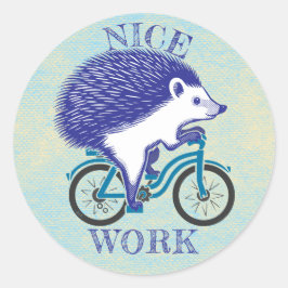 Paarse egel op een Motivatie fiets Ronde Sticker