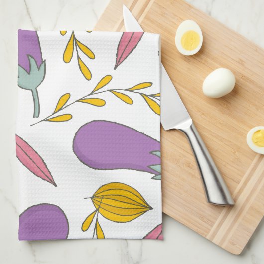 Paarse Eggplant Theedoek (Quarter Fold)