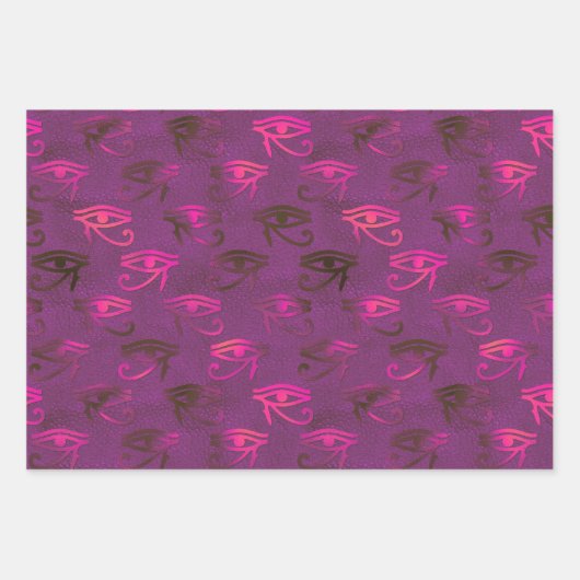 Paarse Egyptische Oog van Horus-pakbladen Inpakpapier Vel (Voorkant 2)