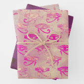 Paarse Egyptische Oog van Horus-pakbladen Inpakpapier Vel (In situ)