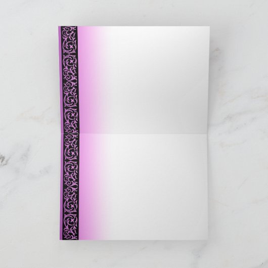 Paarse Eid Mubarak Moon Mosque Feestdagen Kaart (Binnen)