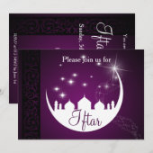 Paarse Eid Mubarak Moon Mosque Kaart (Voorkant / Achterkant)