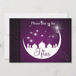 Paarse Eid Mubarak Moon Mosque Kaart