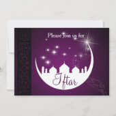 Paarse Eid Mubarak Moon Mosque Kaart (Voorkant)