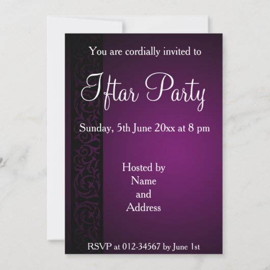 Paarse Eid Mubarak Moon Mosque Kaart (Achterkant)