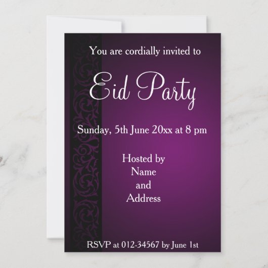 Paarse Eid Mubarak Moon Mosque Kaart (Achterkant)