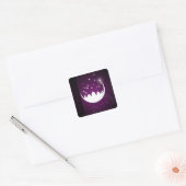 Paarse Eid Mubarak Moon Mosque Vierkante Sticker (Envelop)