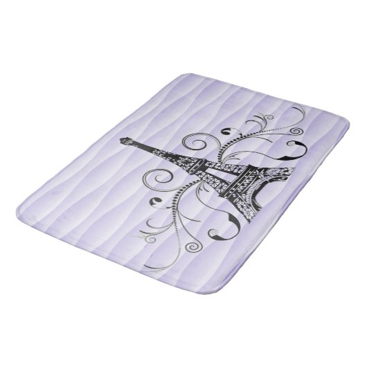 Paarse Eiffel Towel Flourish Bath Mat (Gekanteld)