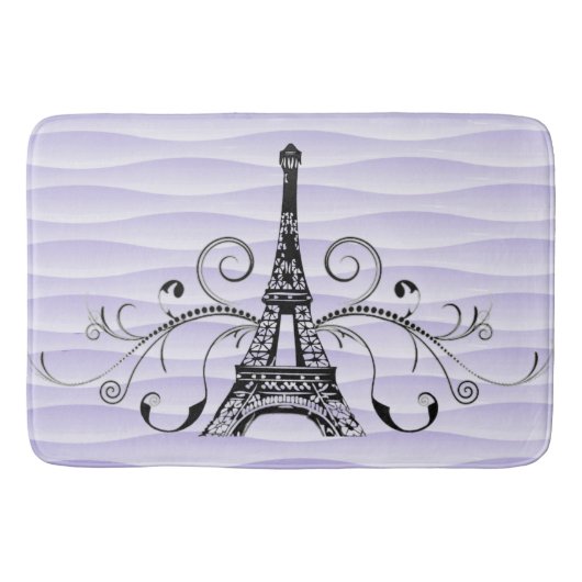 Paarse Eiffel Towel Flourish Bath Mat (Voorkant)