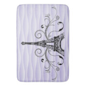 Paarse Eiffel Towel Flourish Bath Mat (Voorkant Verticaal)
