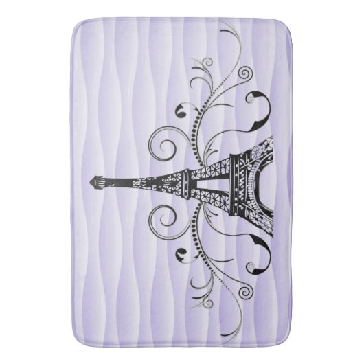 Paarse Eiffel Towel Flourish Bath Mat (Voorkant Verticaal)