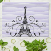 Paarse Eiffel Towel Flourish Kitchen Towel Theedoek (Gevouwen)