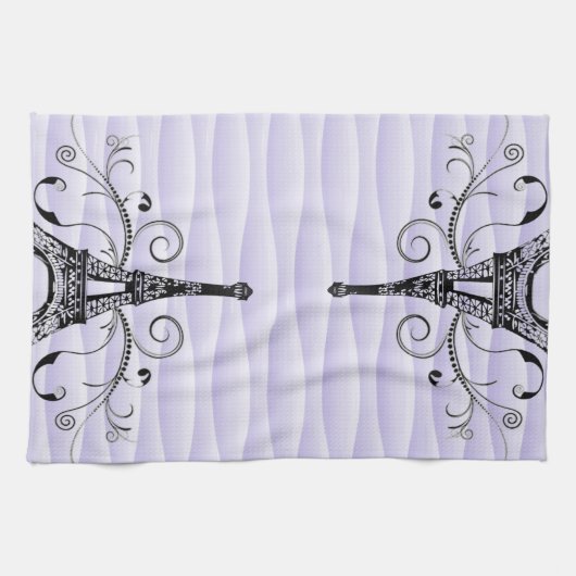 Paarse Eiffel Towel Flourish Kitchen Towel Theedoek (Horizontaal)