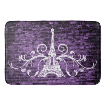 Paarse Eiffel Towel Grunge Bath Mat