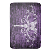 Paarse Eiffel Towel Grunge Bath Mat (Voorkant Verticaal)