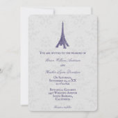 Paarse Eiffel Tower Damask Weddenschap Kaart (Voorkant)