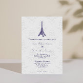Paarse Eiffel Tower Damask Weddenschap Kaart